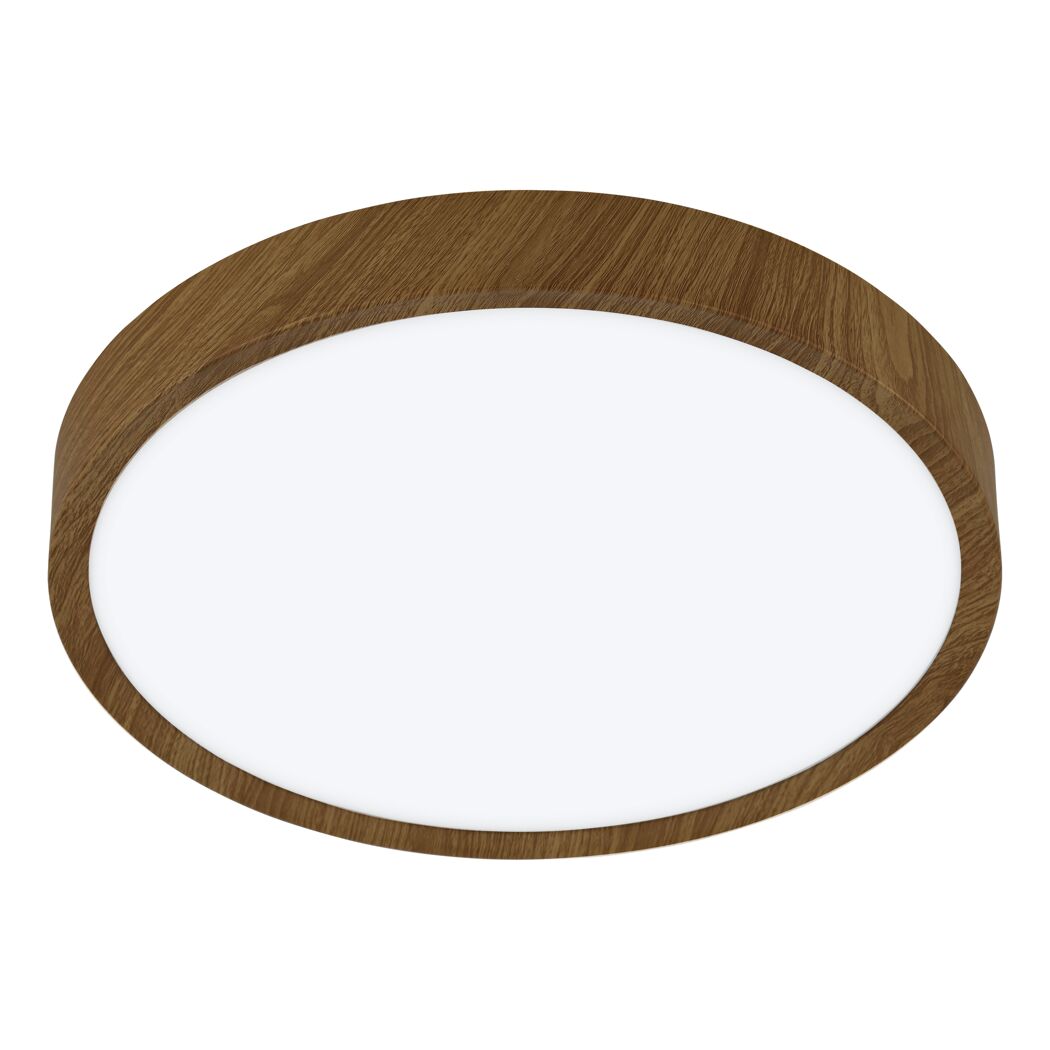 Runde Deckenleuchte mit Holzrahmen