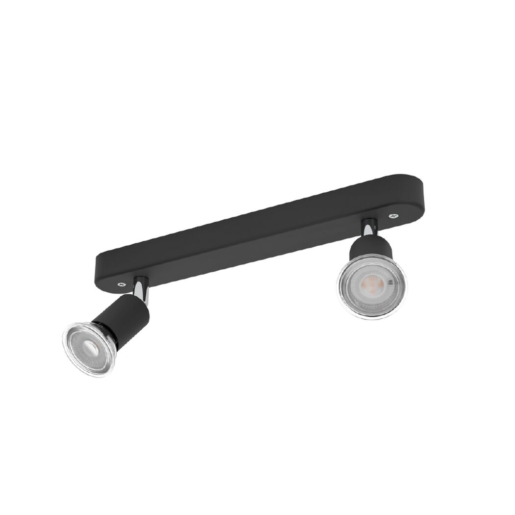 Schwarze Deckenlampe mit zwei Spots