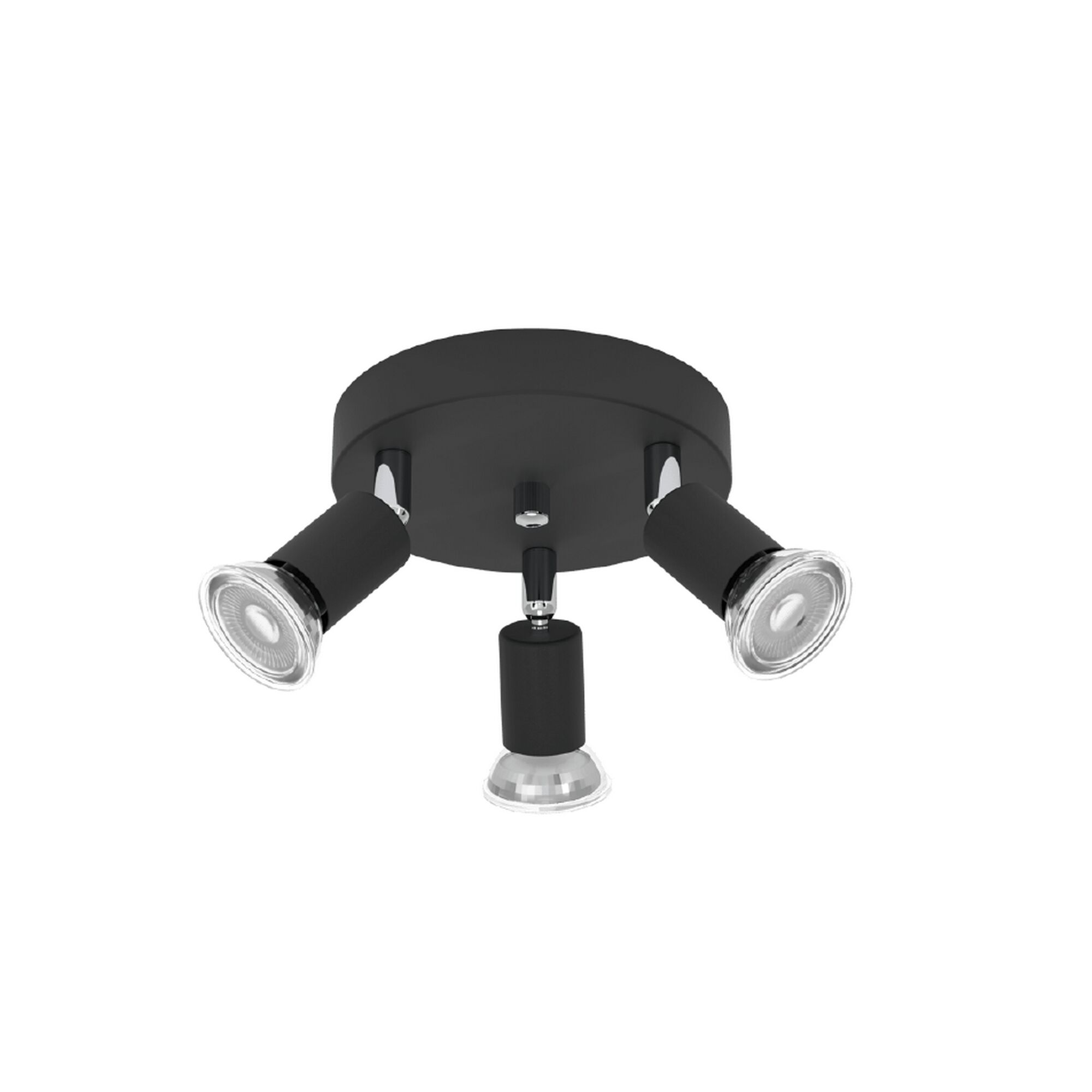 Schwarze Deckenleuchte mit drei Spots