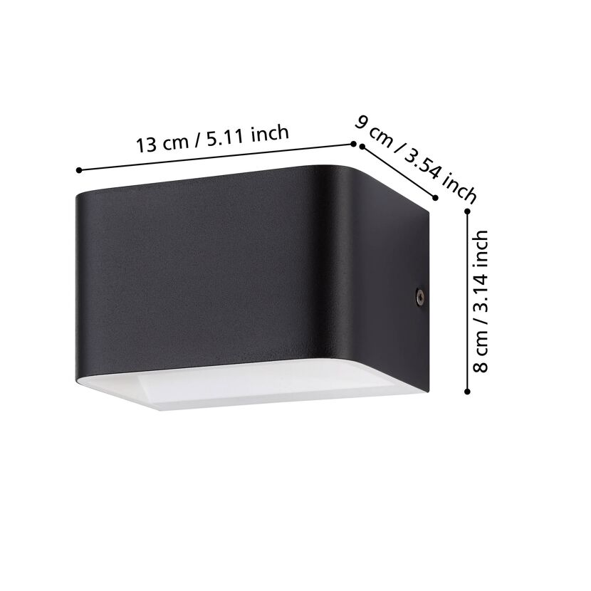 Schwarze quadratische Wandleuchte