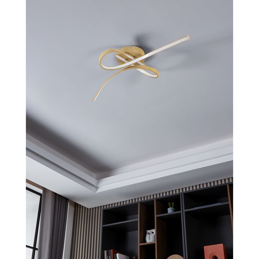 Goldene LED-Deckenleuchte in Schleifenform