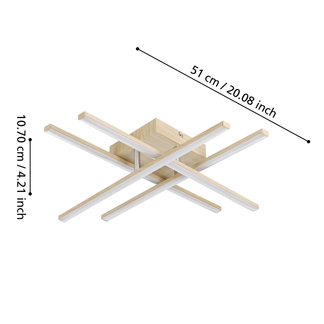 Moderne Deckenleuchte mit Holzbalken