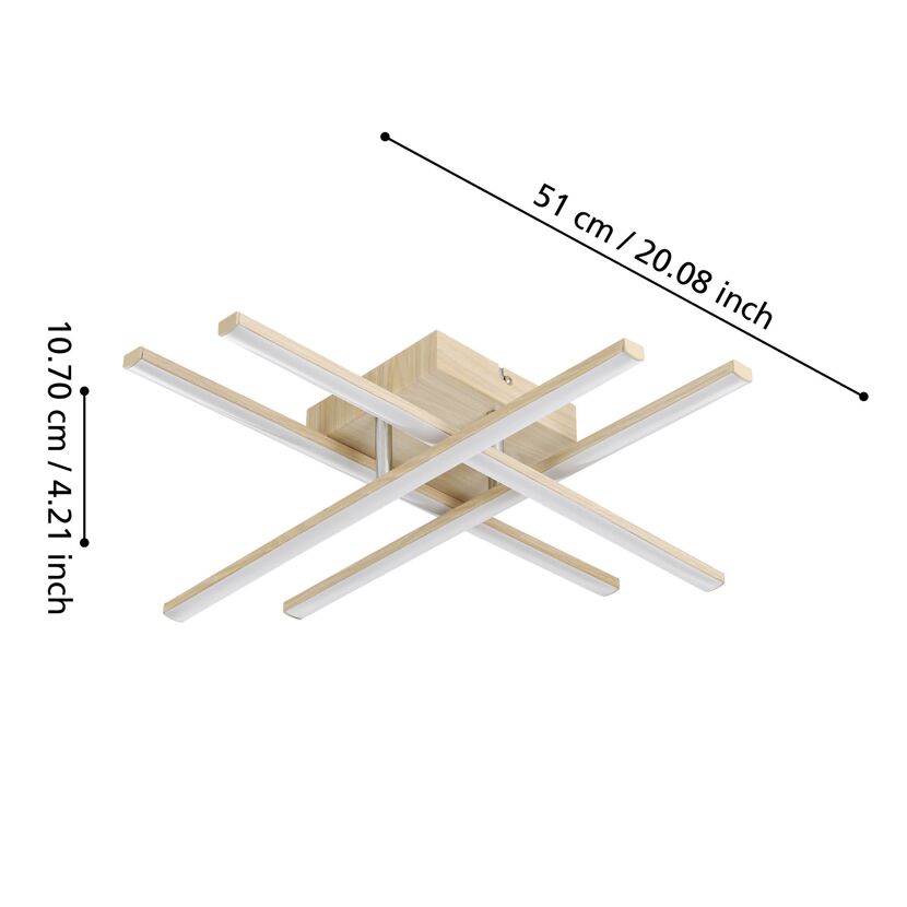 Moderne Deckenleuchte mit Holzbalken