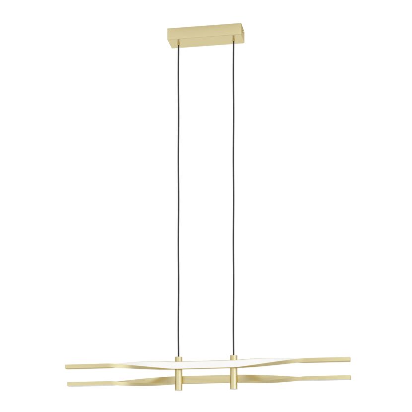 Goldene Pendelleuchte mit drei Lichtern