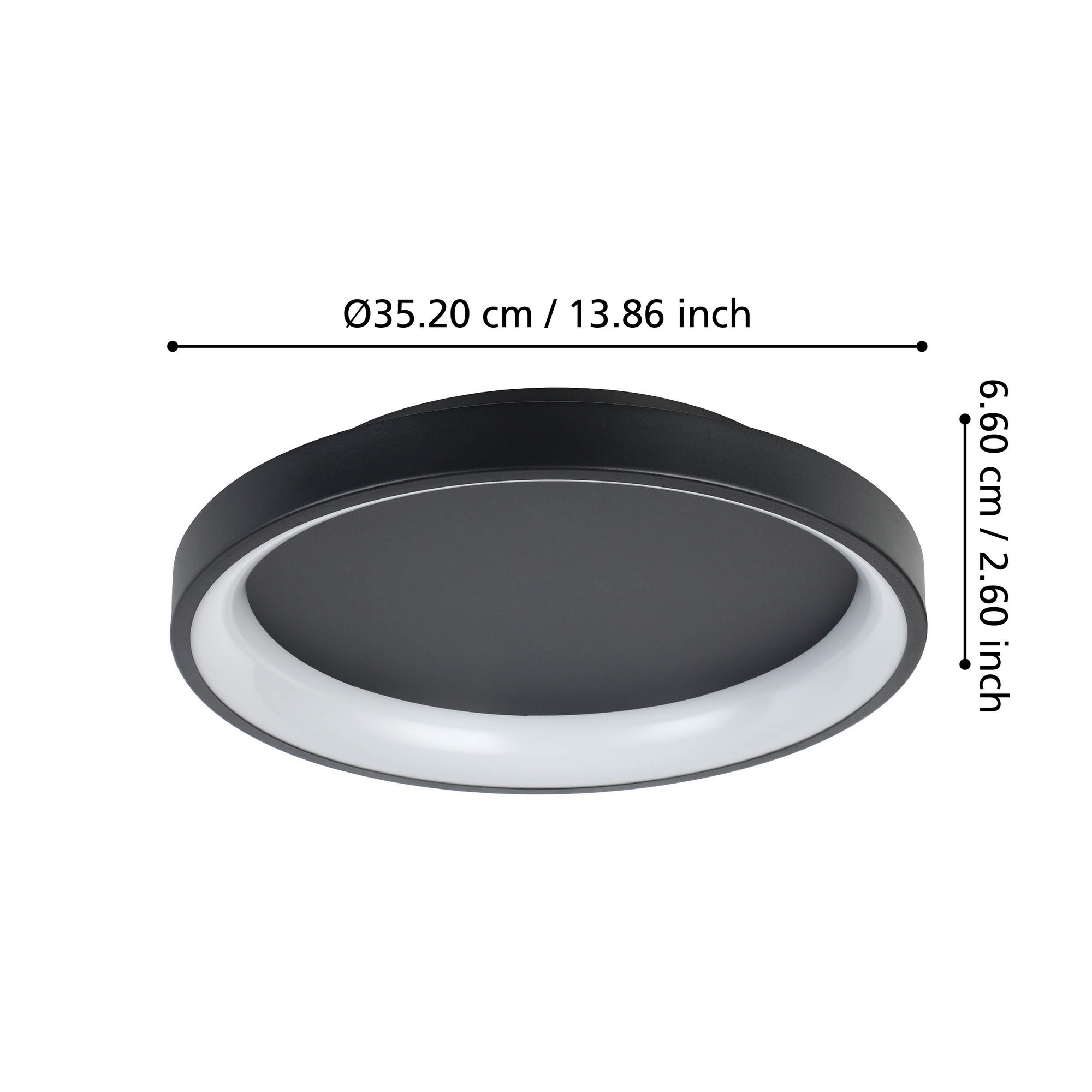 Schwarze runde Deckenleuchte mit integriertem LED-Leuchtmittel