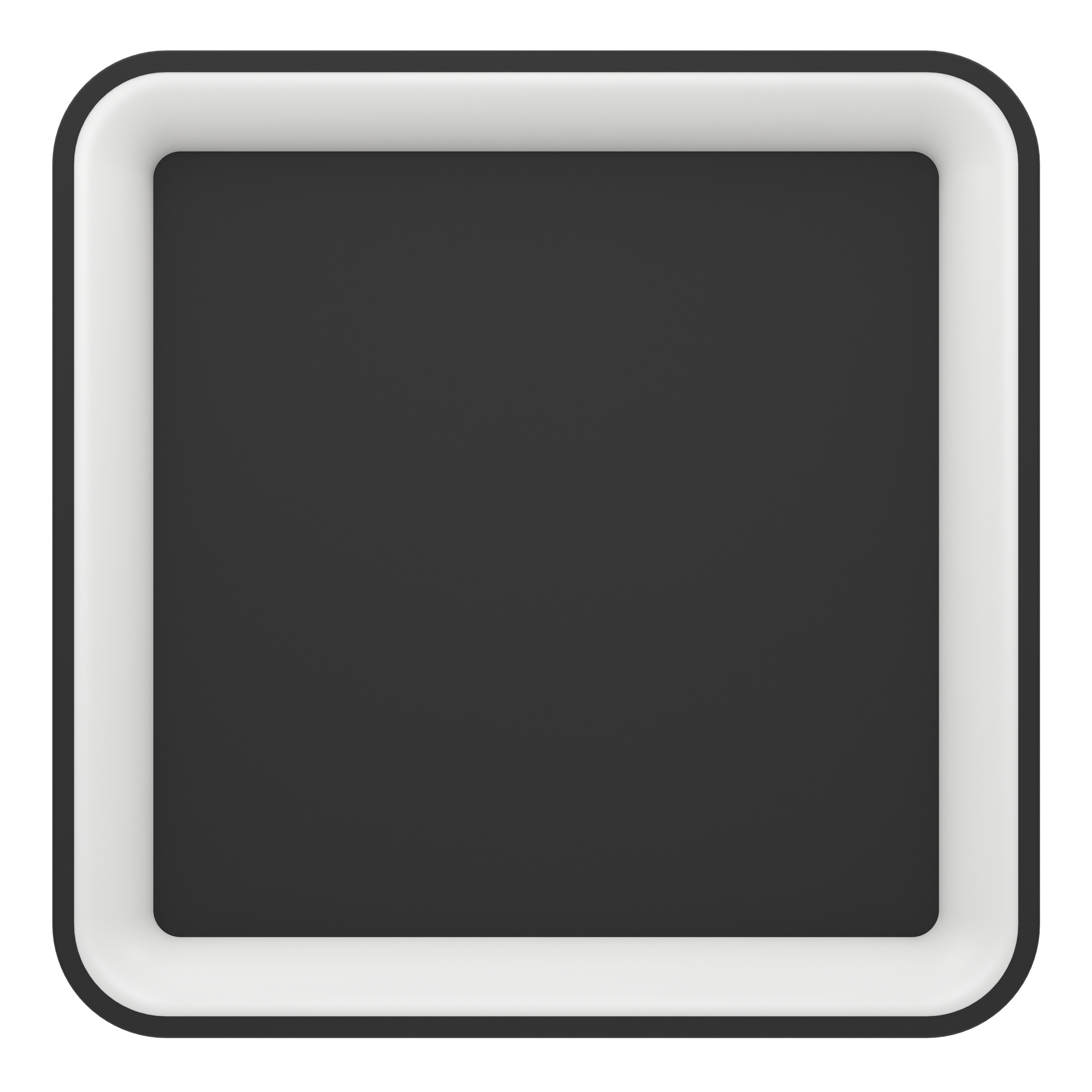 Schwarzes Quadrat mit abgerundeten Ecken und weißem Rand