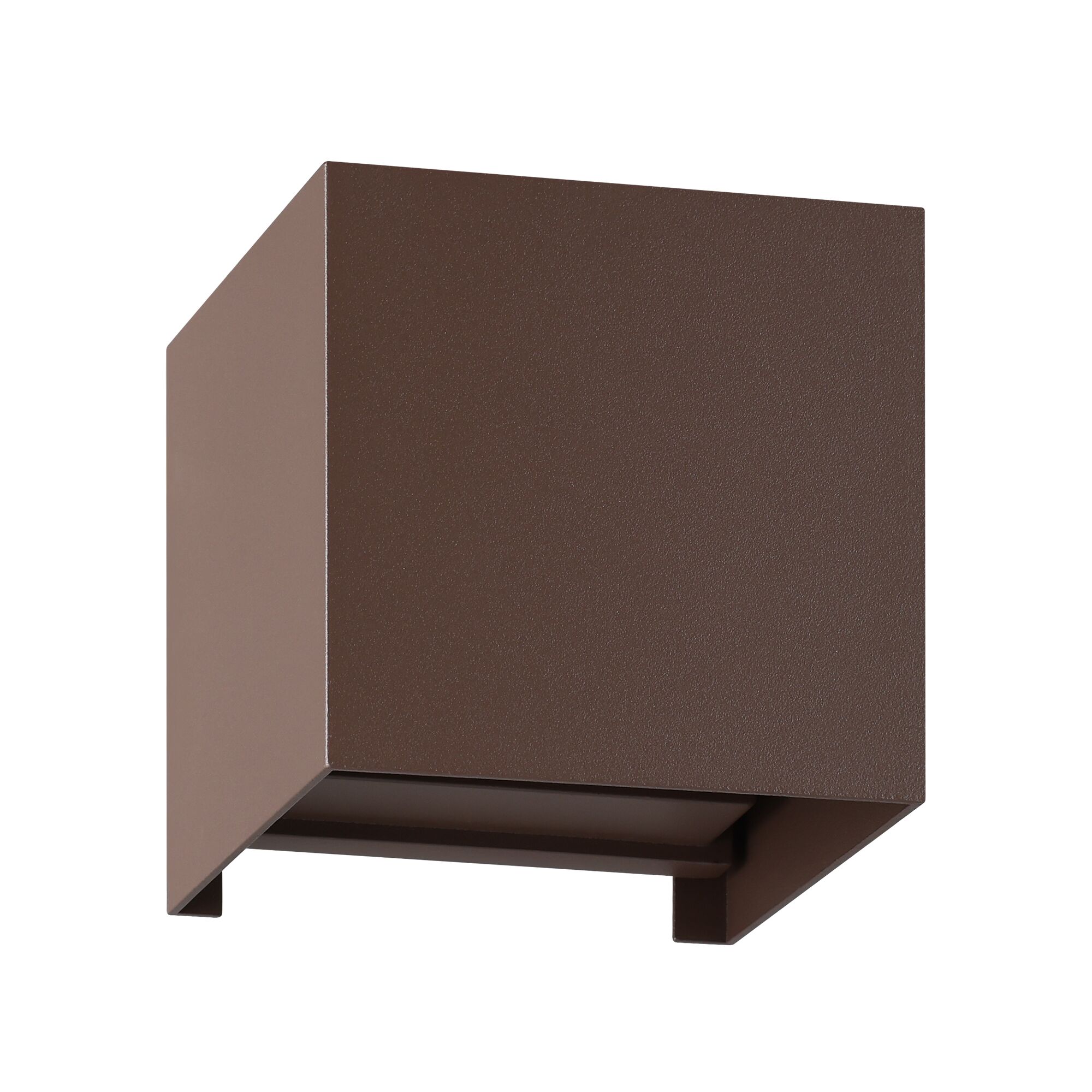 Braune Außenwandleuchte in Würfelform