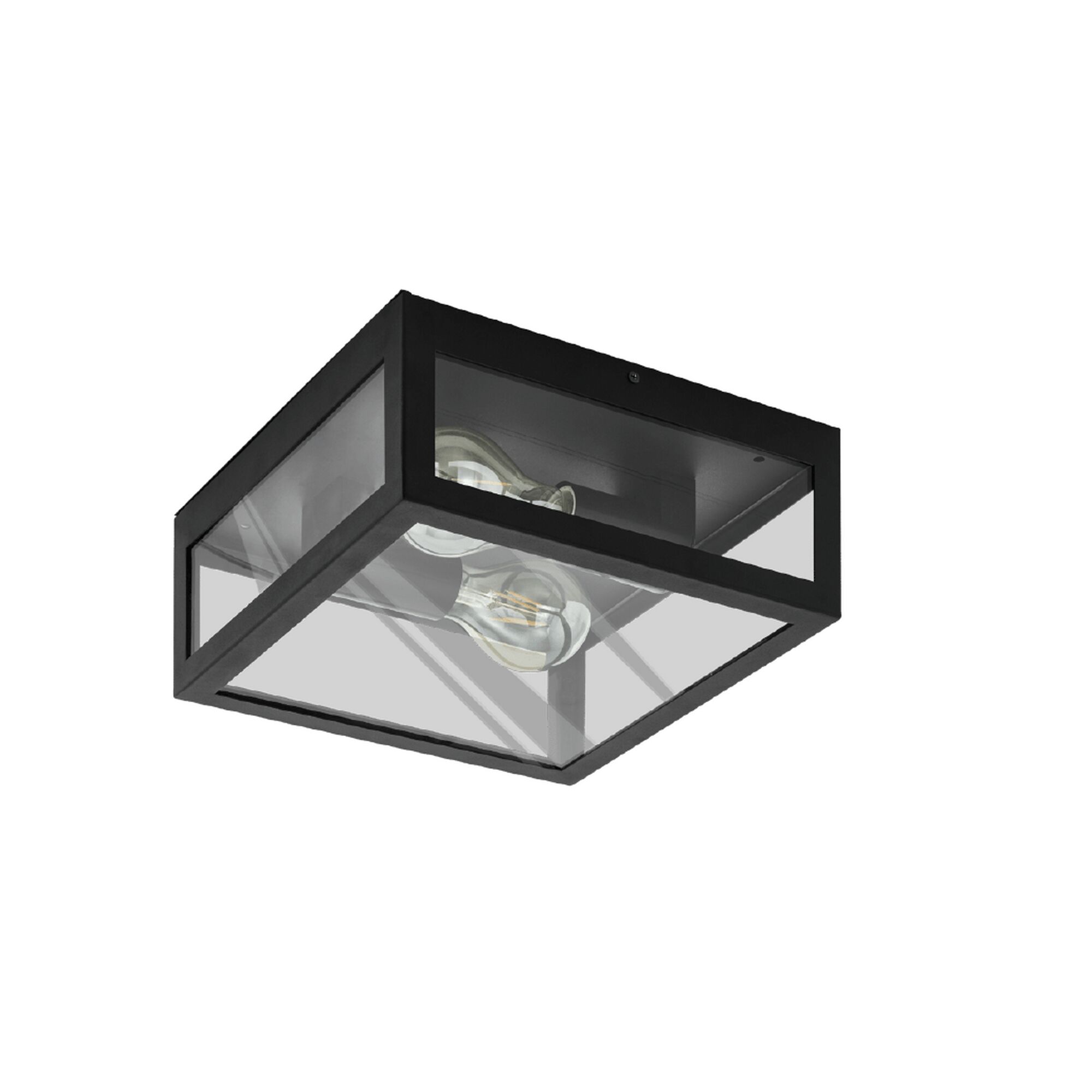 Schwarze quadratische Deckenlampe mit Glas
