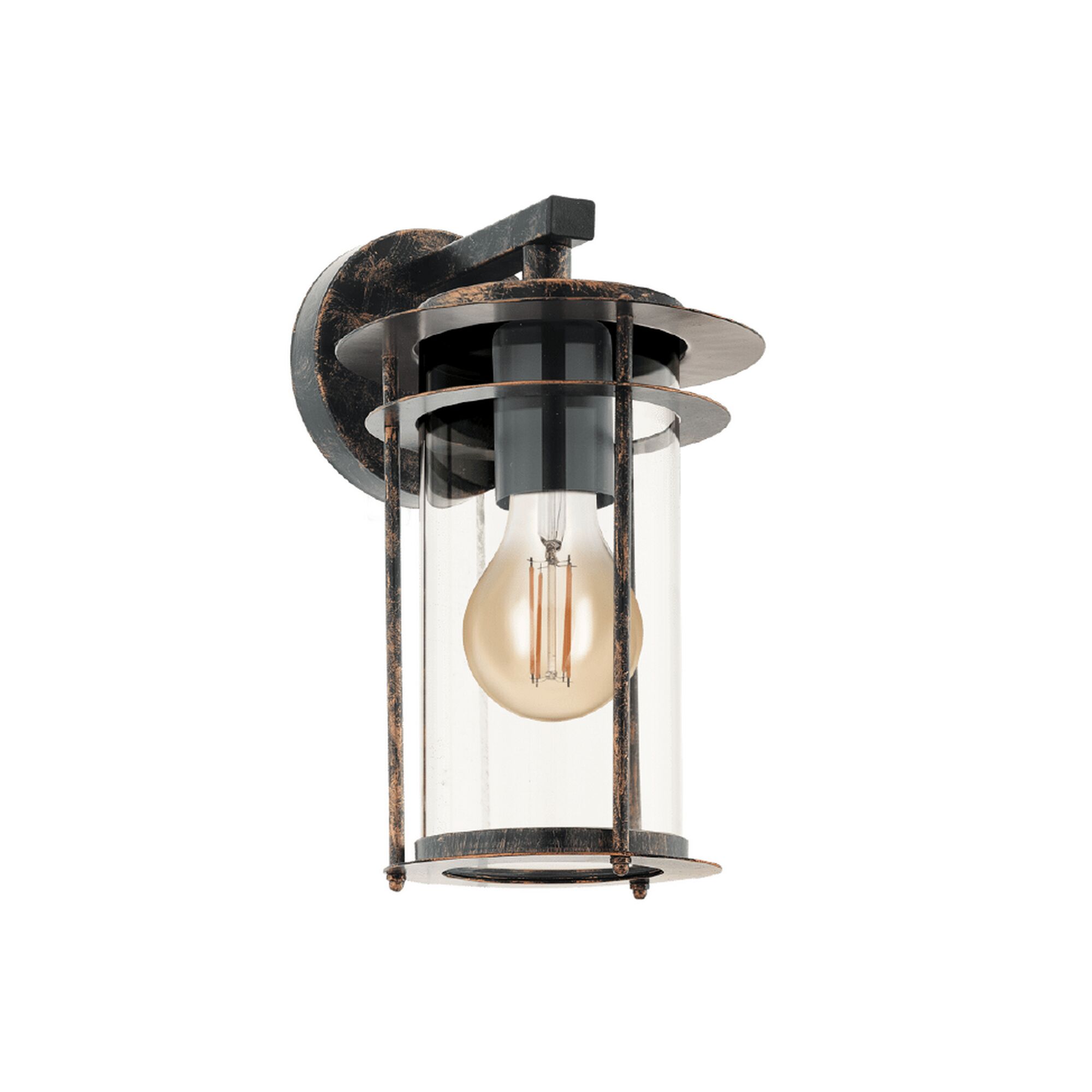 Kupferfarbene Außenwandleuchte mit Glaszylinder