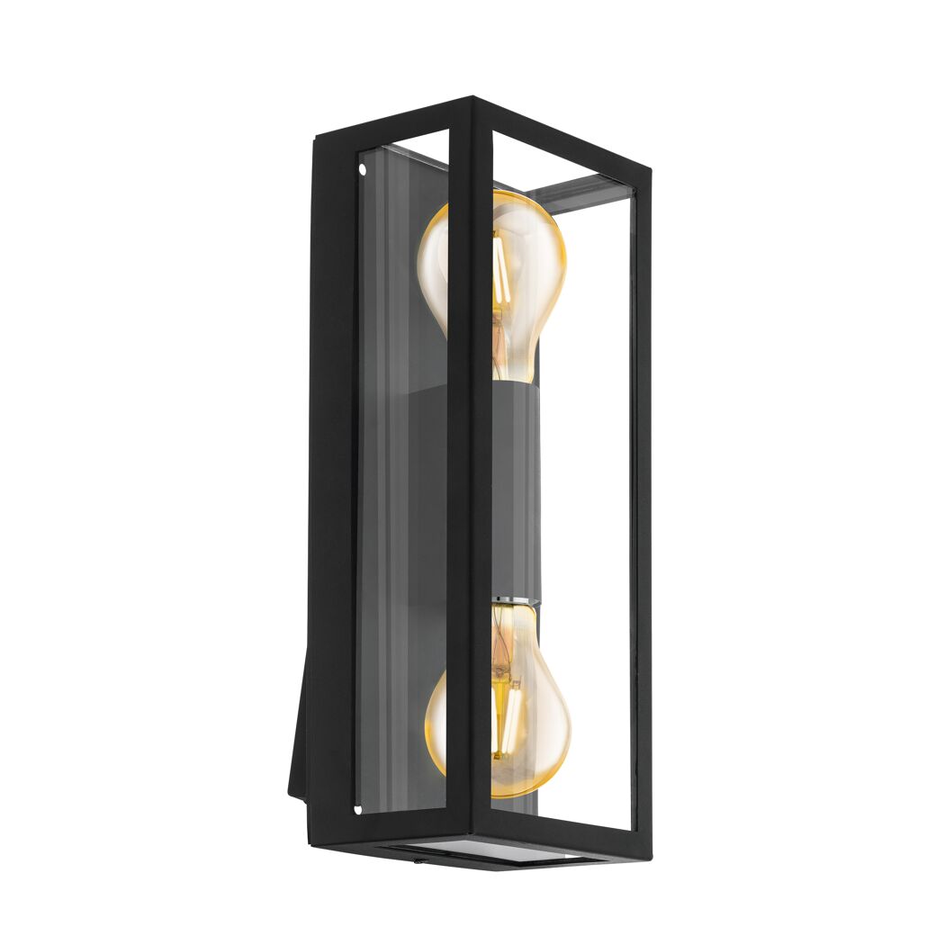 Schwarze Wandlampe mit zwei Glühbirnen