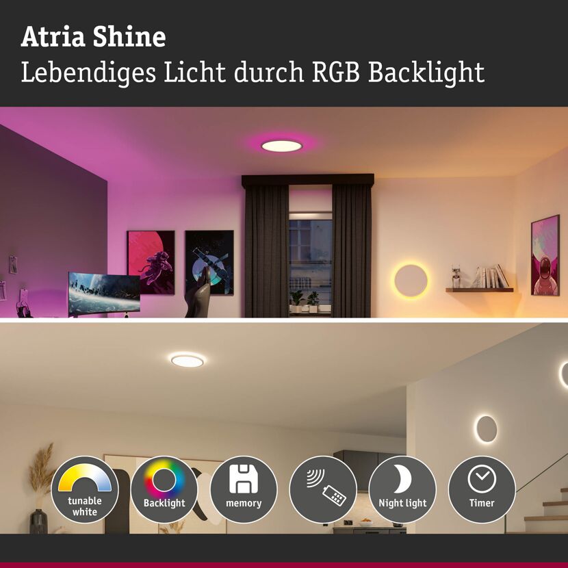 LED-RGB-Deckenleuchte 'Atria Shine' weiß 19 W Ø 29 cm