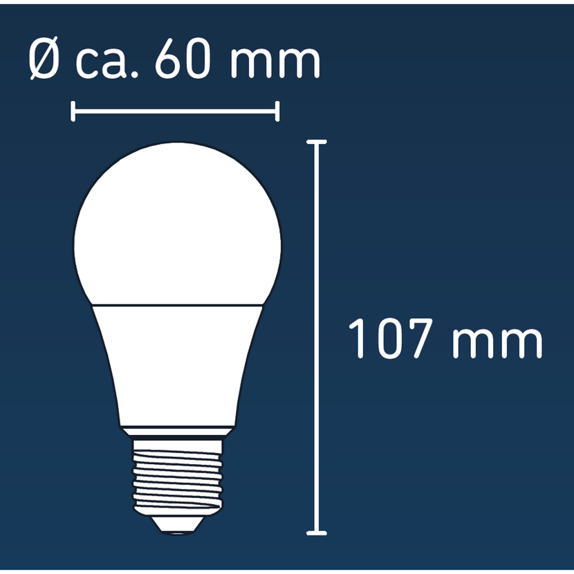 LED-Lampe mit E27-Sockel, Abmessungen