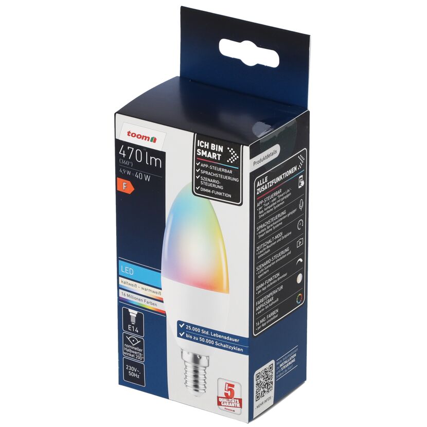 Smarte LED-Kerzenlampe E14 4,9 W 470 lm