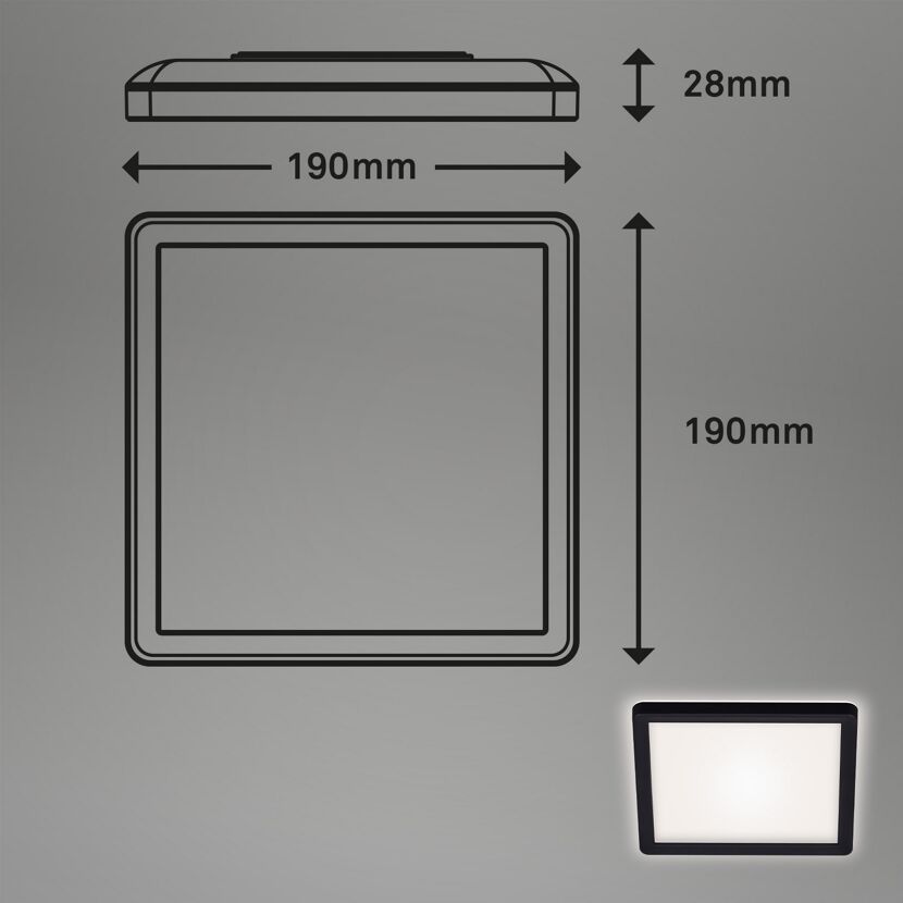 LED-Panelleuchte 'Slim' 19 x 19 cm 12W 1400 lm schwarz