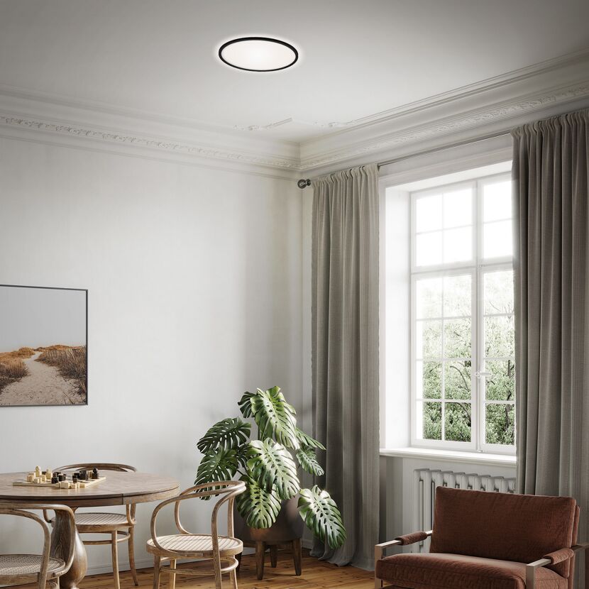 LED-Panelleuchte 'Slim' Ø 29 x 3 cm dimmbar 18W 2400 lm schwarz