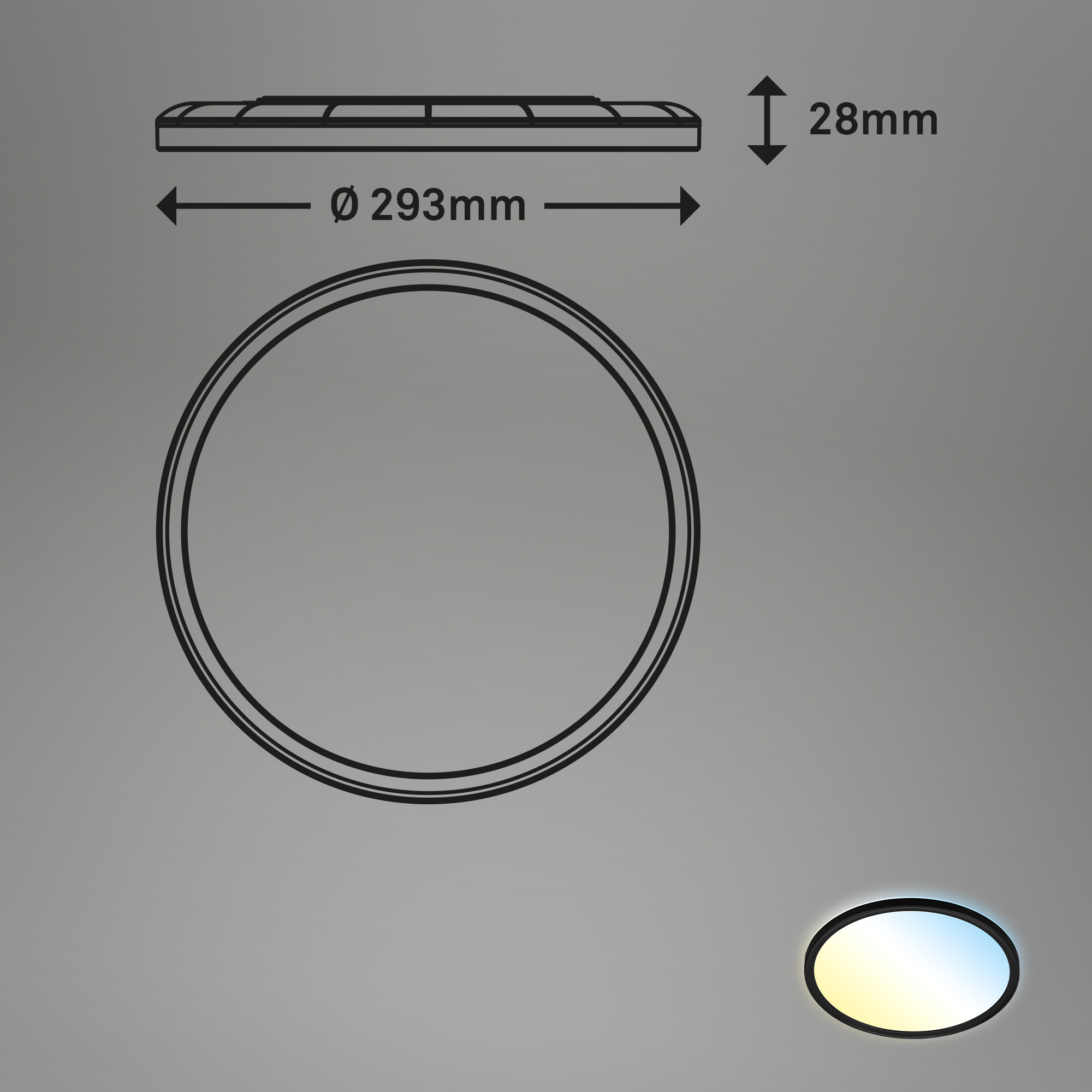 LED-Panelleuchte 'Slim' Ø 29 x 3 cm dimmbar 18W 2400 lm schwarz + product picture