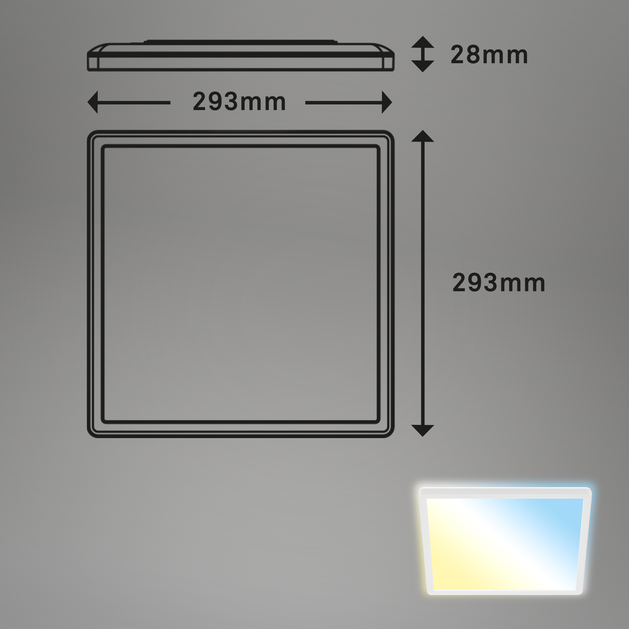 LED-Panelleuchte 'Slim' 29,3 x 29,3 cm dimmbar 18W 2400 lm weiß + product picture