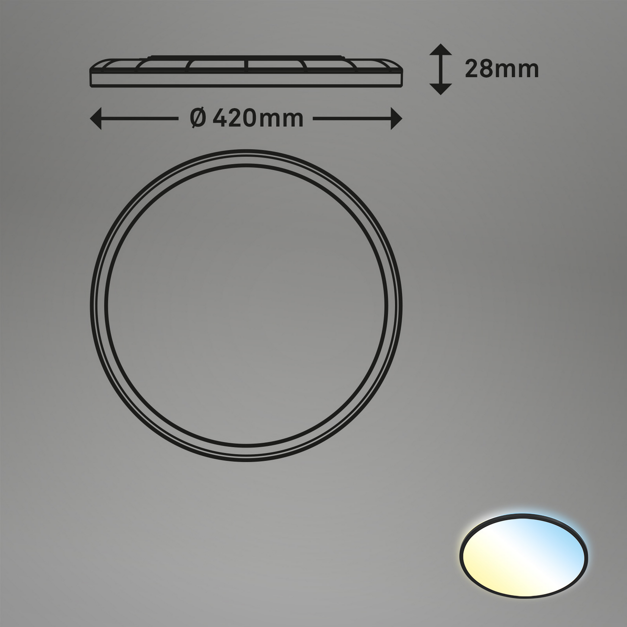 LED-Panelleuchte 'Slim' Ø 42 x 2,9 cm dimmbar 22W 3000 lm schwarz + product picture