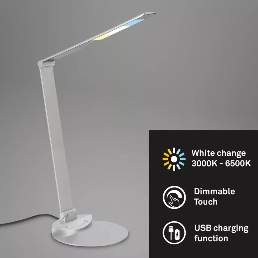 Silberne LED-Schreibtischlampe