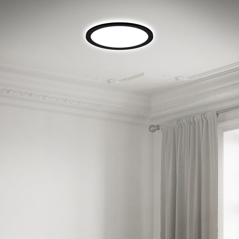 LED-Panelleuchte 'Slim' Ø 19 x 2,8 cm 12W 1400 lm schwarz