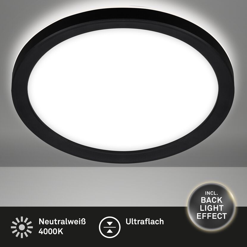 LED-Panelleuchte 'Slim' Ø 19 x 2,8 cm 12W 1400 lm schwarz