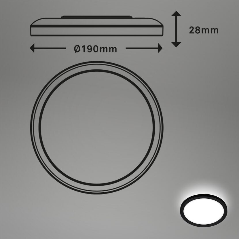 LED-Panelleuchte 'Slim' Ø 19 x 2,8 cm 12W 1400 lm schwarz