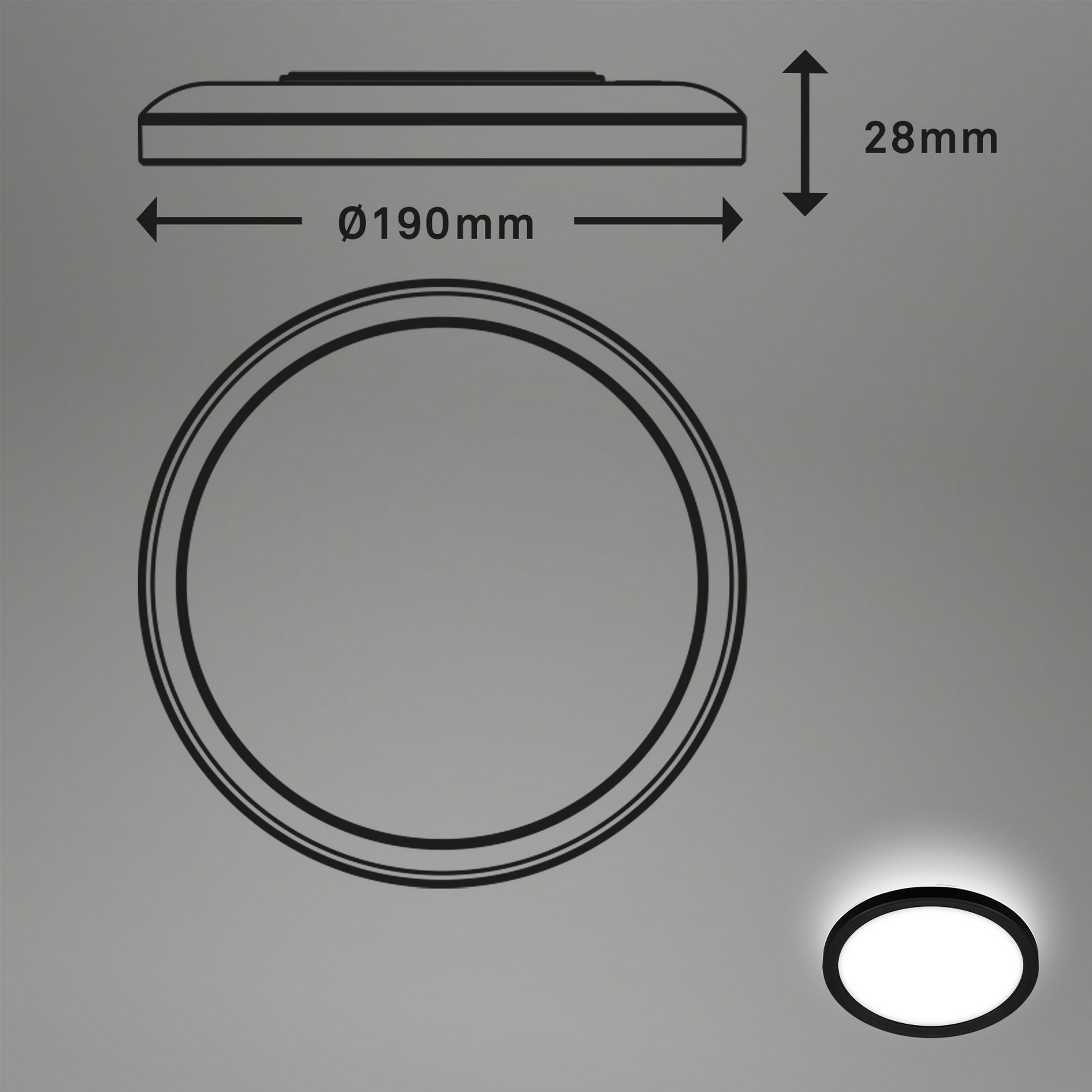 LED Panel, Durchmesser 19 cm, Höhe 2,8 cm