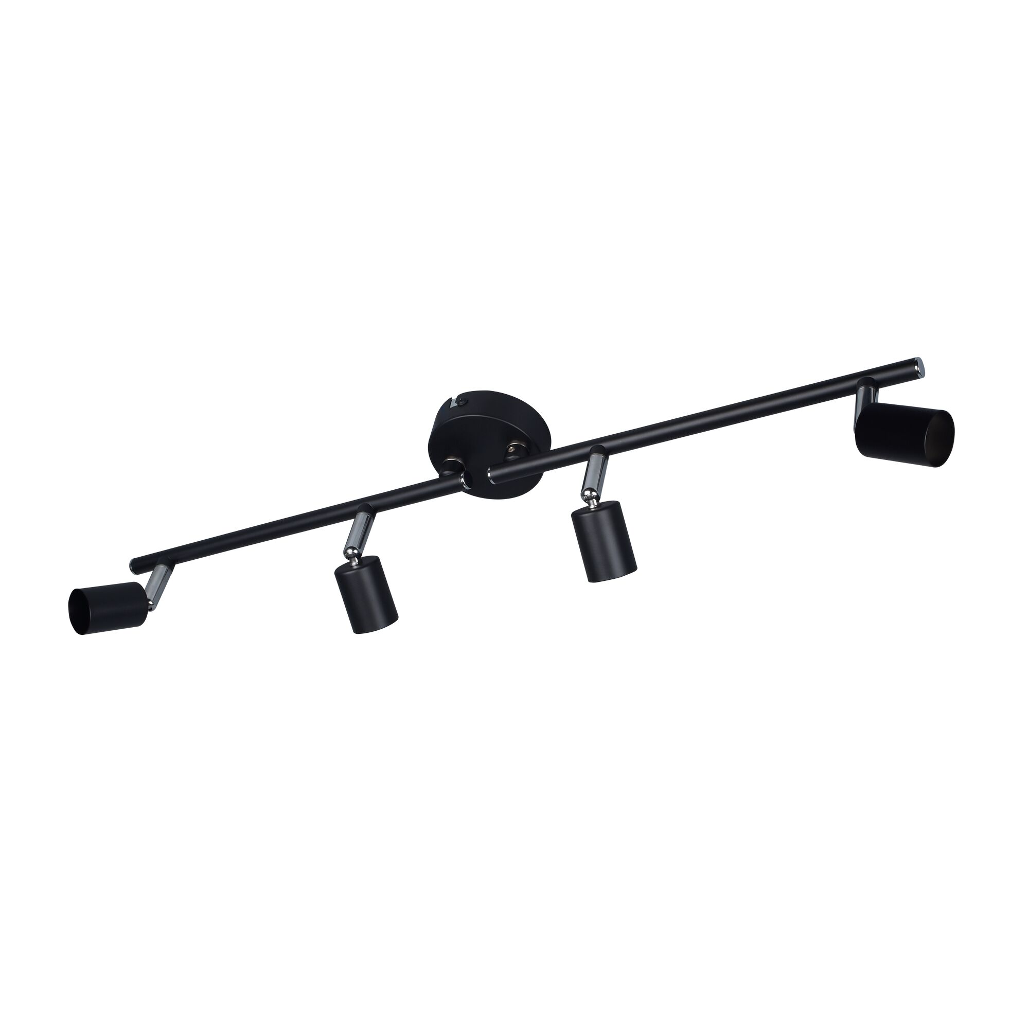 Schwarzer Deckenstrahler mit vier Spots