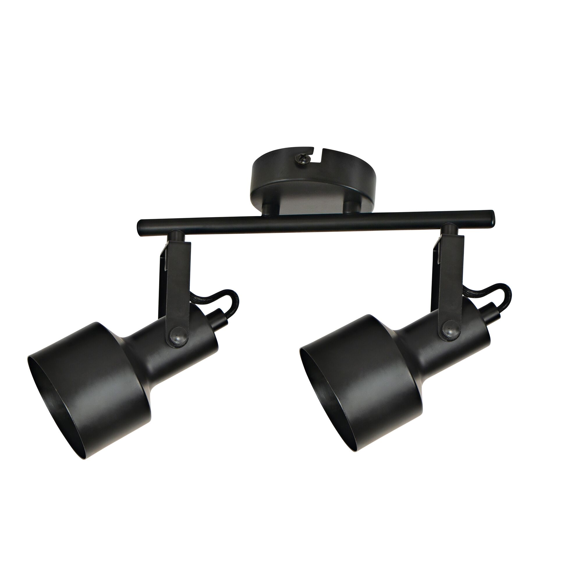 Schwarze Deckenlampe mit zwei Spots