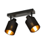 Schwarze Deckenlampe mit zwei goldenen Spots