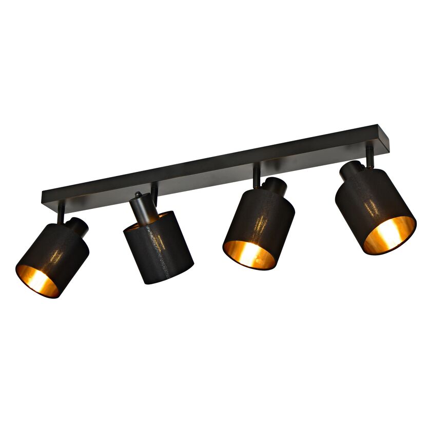 Schwarze Deckenlampe mit vier Spots