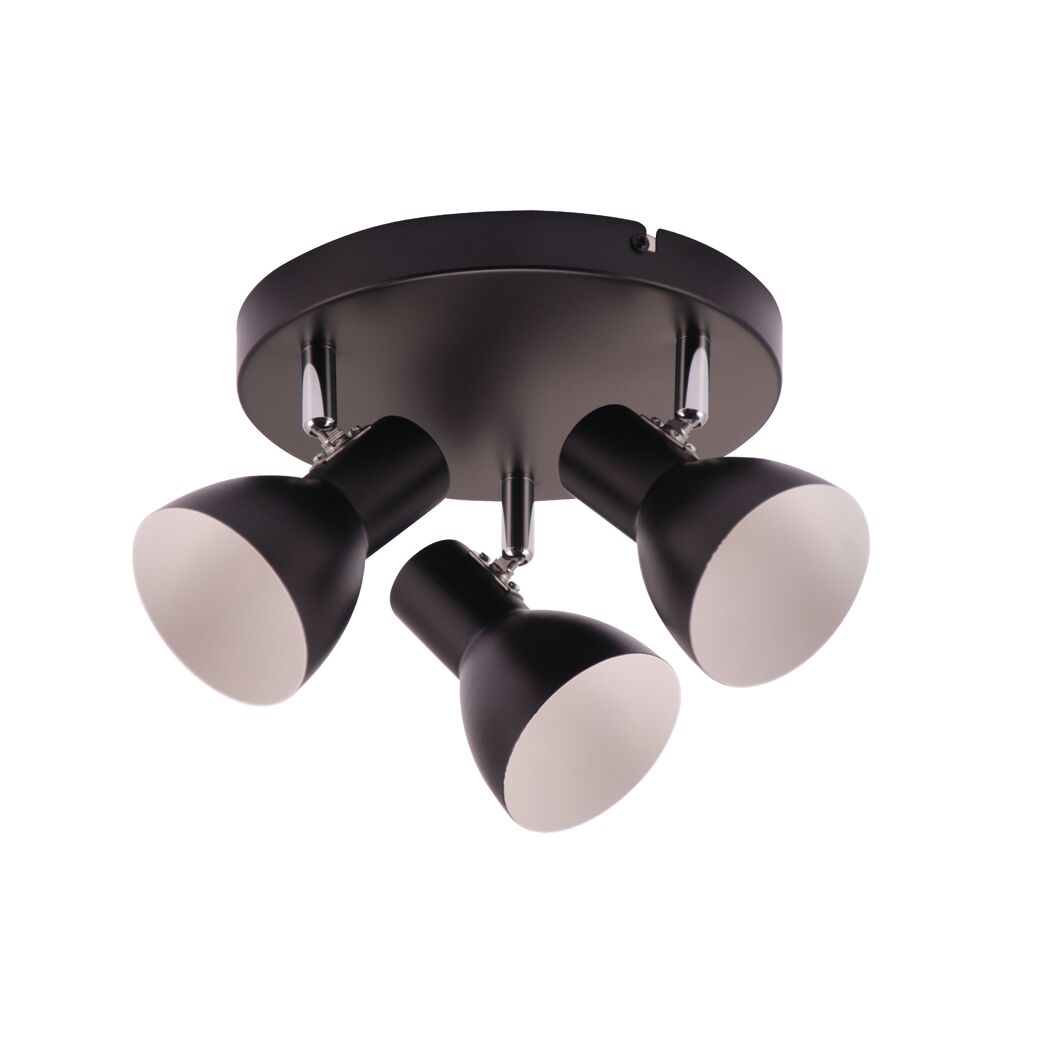 Schwarze Deckenlampe mit drei Spots