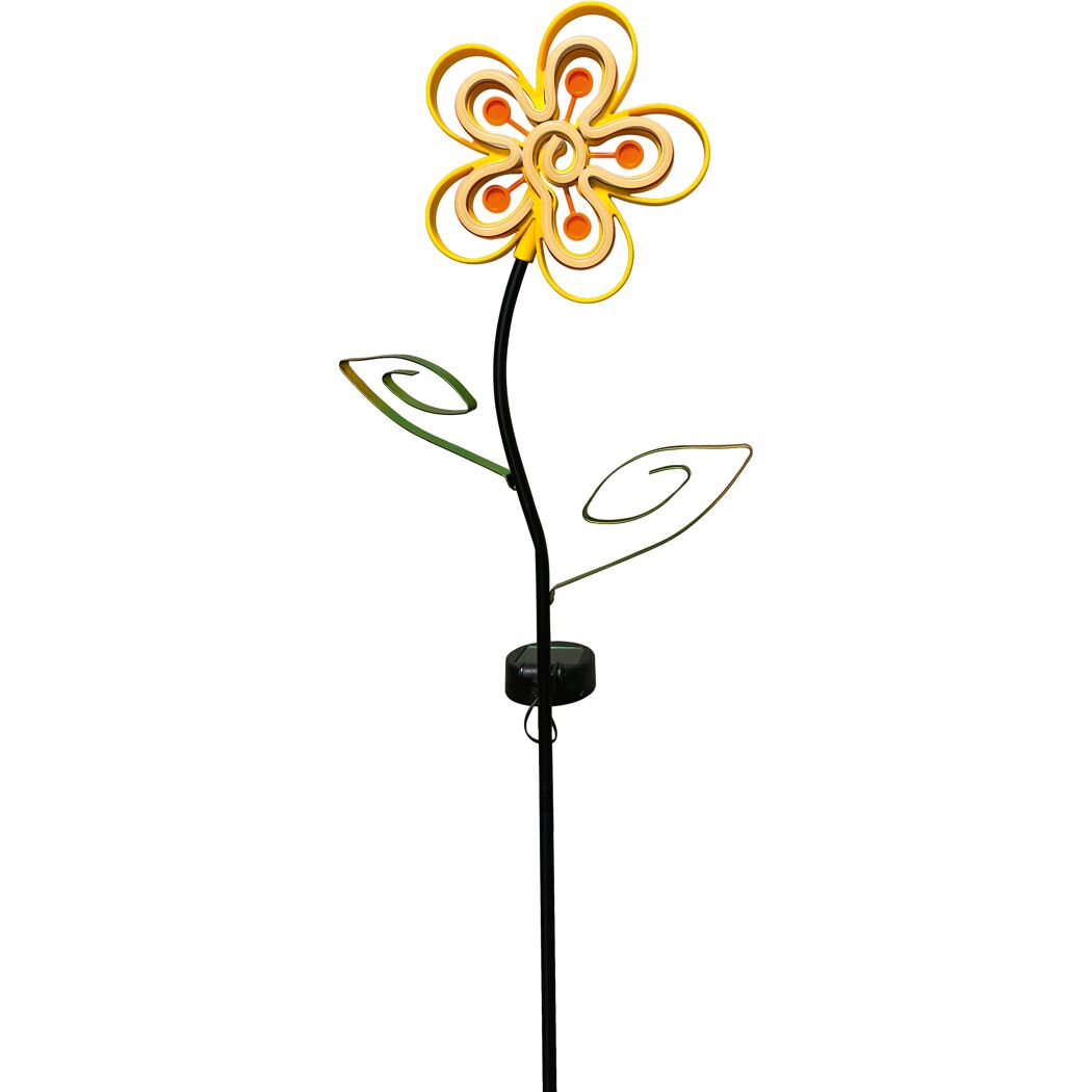 Gelbe Solar-Blume mit Erdspieß