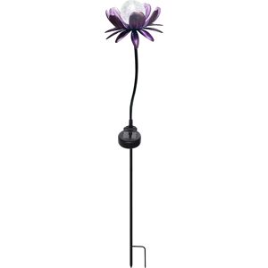 LED-Solar-Dekoleuchte 'Blume' lila-metallic mit Glaskugel 76 cm
