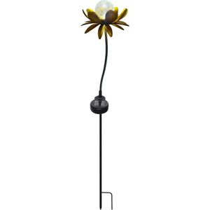 LED-Solar-Dekoleuchte 'Blume' gelb-metallic mit Glaskugel 76 cm