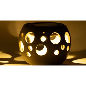 LED-Solar-Tischleuchte Keramik schwarz/creme Ø 12,5 cm