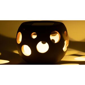 LED-Solar-Tischleuchte Keramik schwarz/rosa Ø 12,5 cm