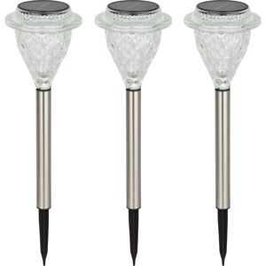 LED-Solar-Fackel-Set Edelstahl/Glas 44 cm, 3er-Set