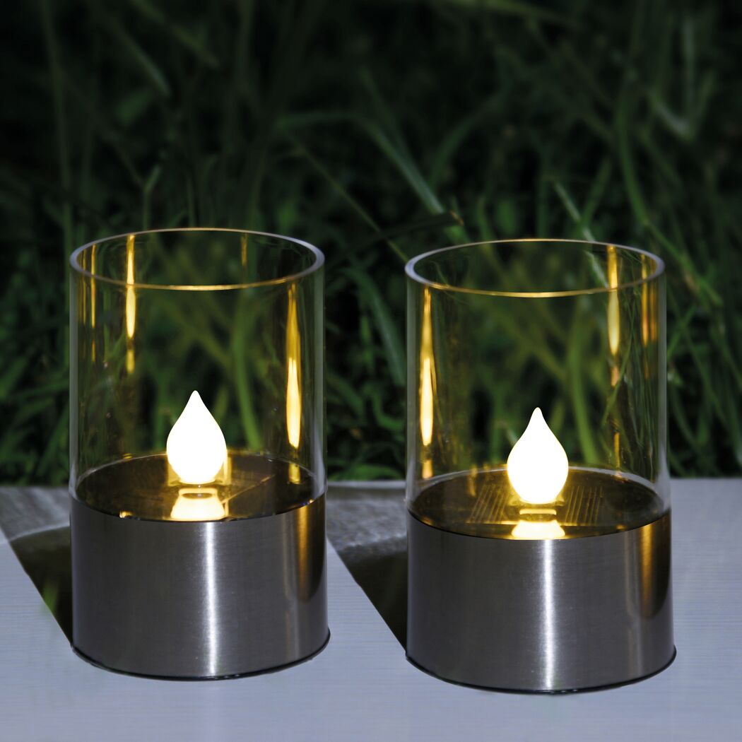 Zwei Solar-Windlichter mit LED