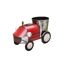 Roter Deko-Traktor mit Blumentopf
