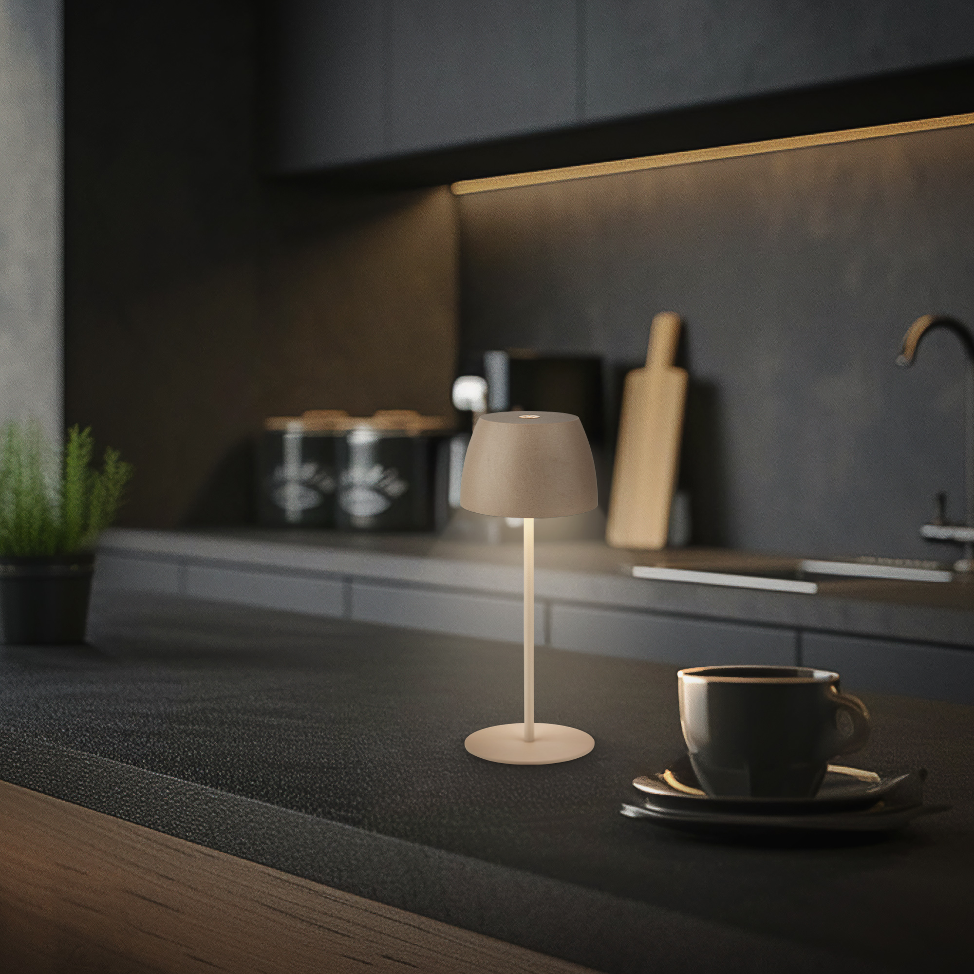 Akku-LED-Tischleuchte 'Serina Mini' 20 cm 2700K 2,5W 150lm dimmbar beige