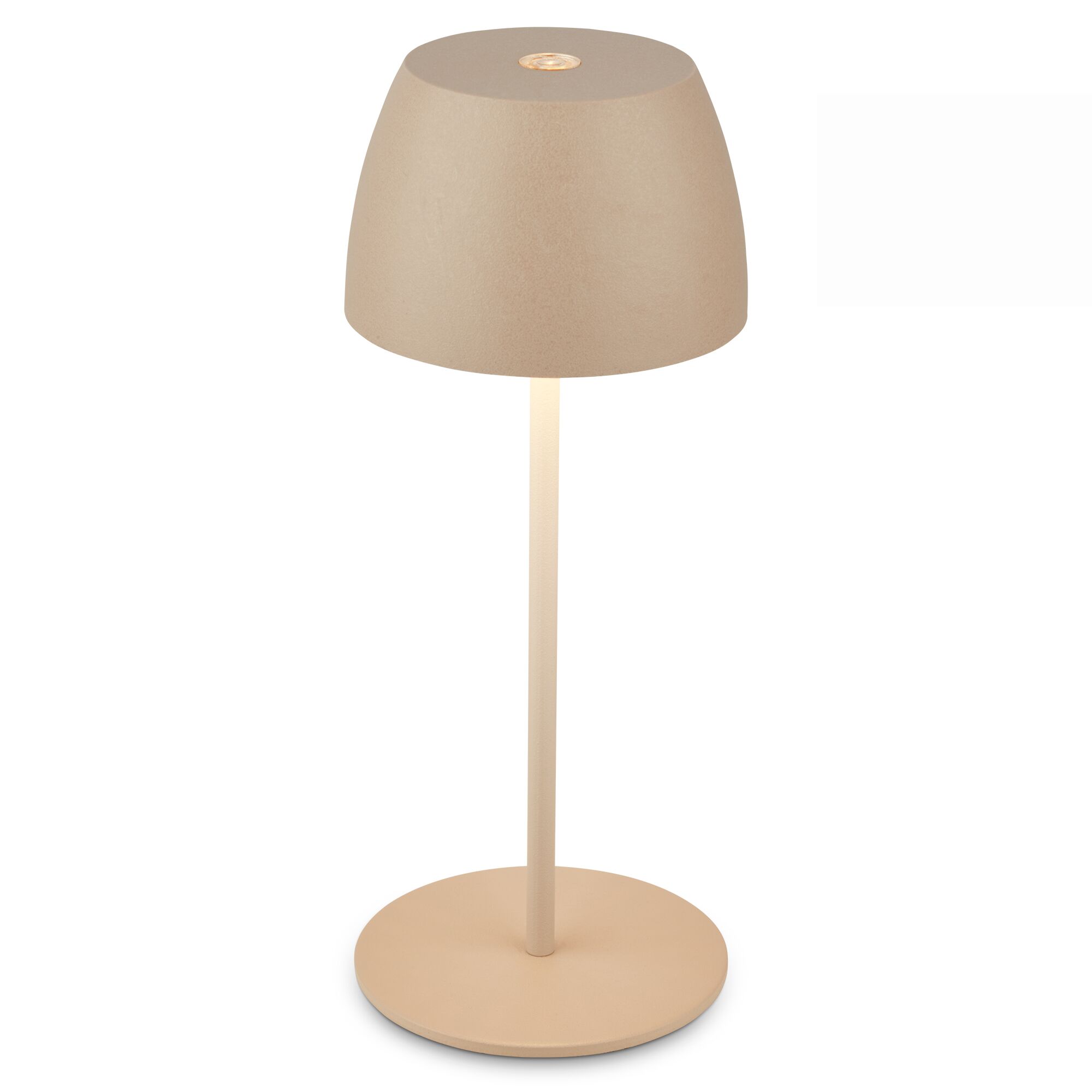 Beige Tischleuchte mit rundem Fuß