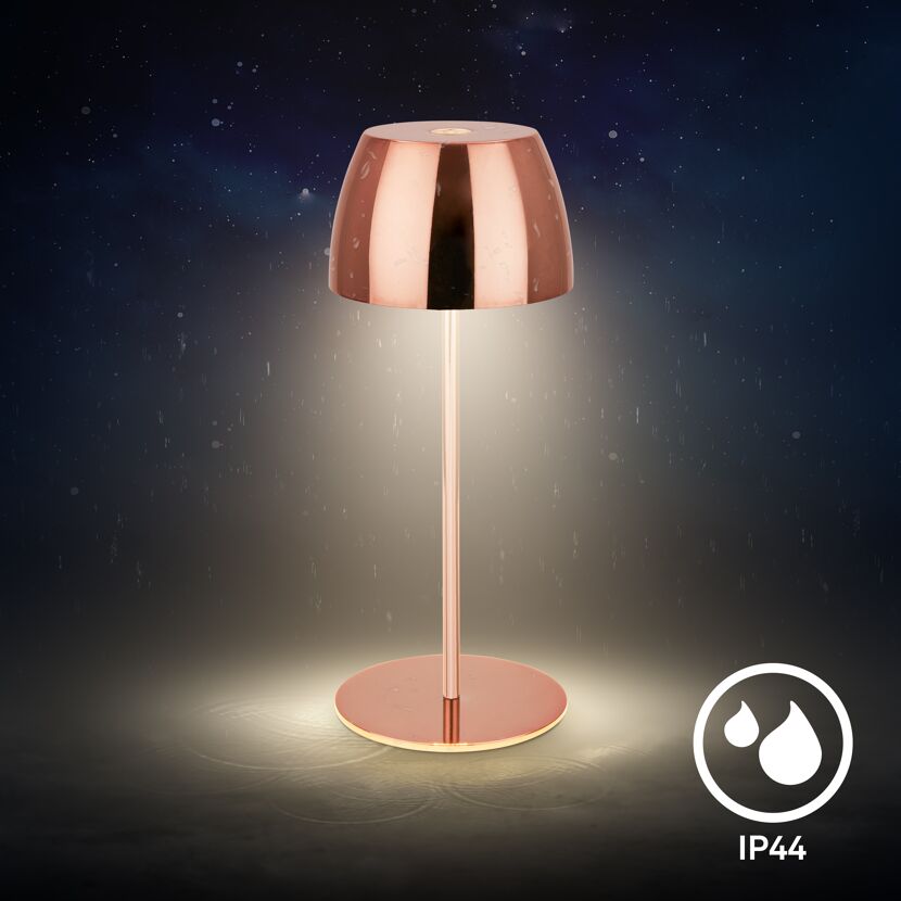 Akku-LED-Tischleuchte 'Serina Mini' 20 cm 2700K 2,5W 150lm dimmbar kupferfarben