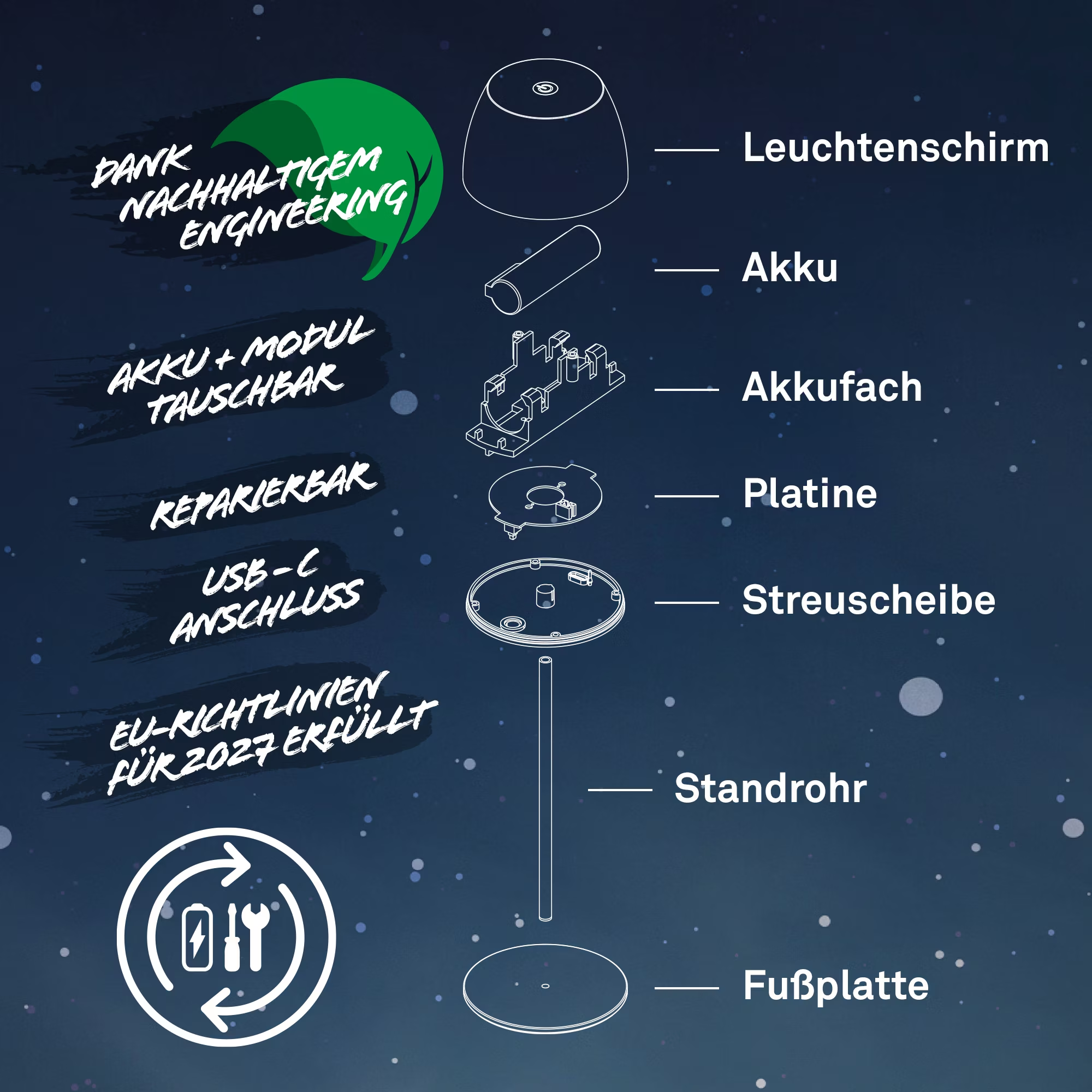 Aufbau Akku Tischleuchte