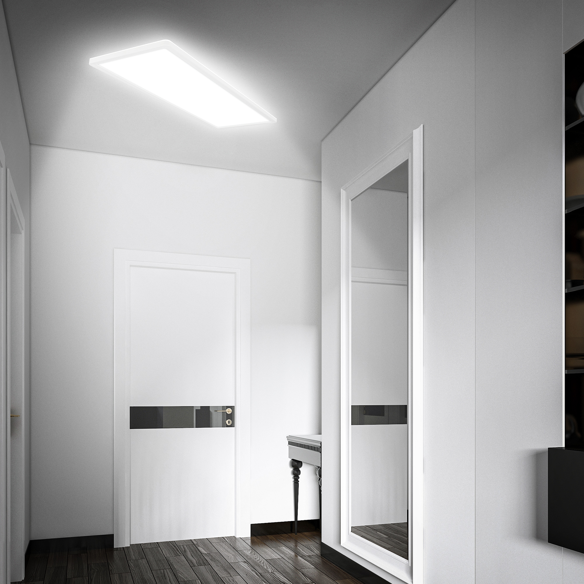 LED-Deckenleuchte in einem Flur