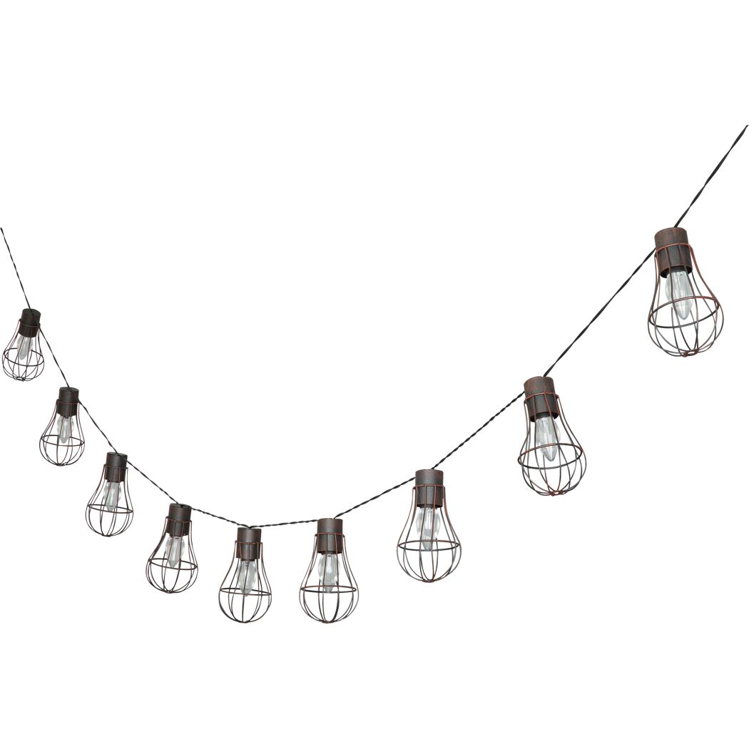 Lichterkette mit Glühbirnen in Käfigform