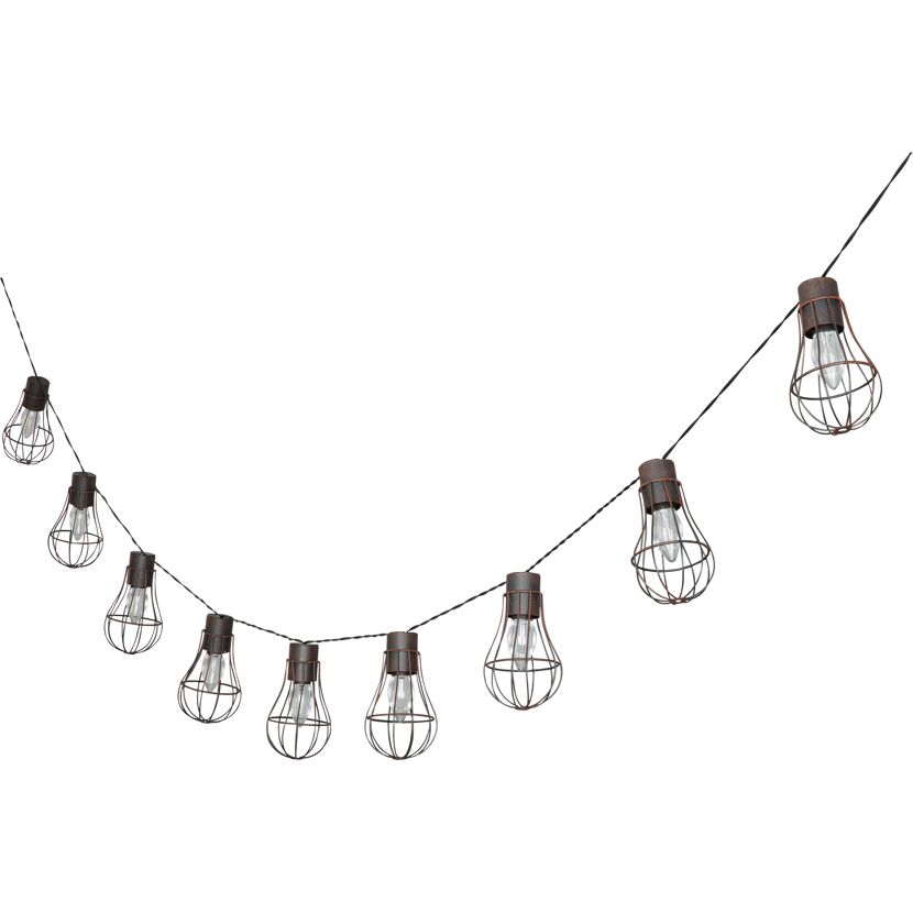 Lichterkette mit Glühbirnen in Käfigform