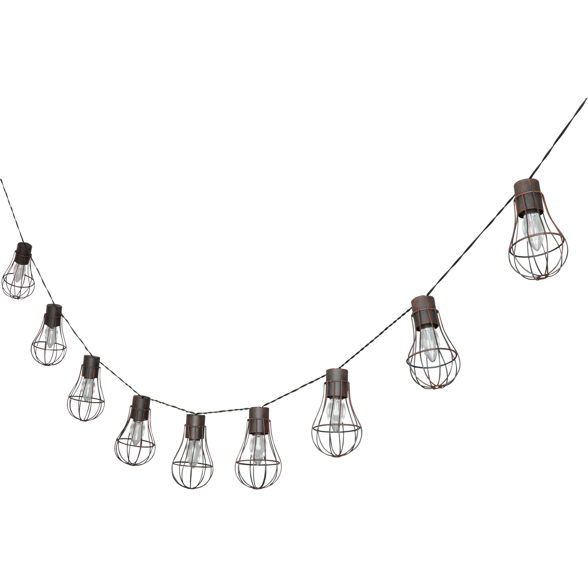 Lichterkette mit Glühbirnen in Käfigform