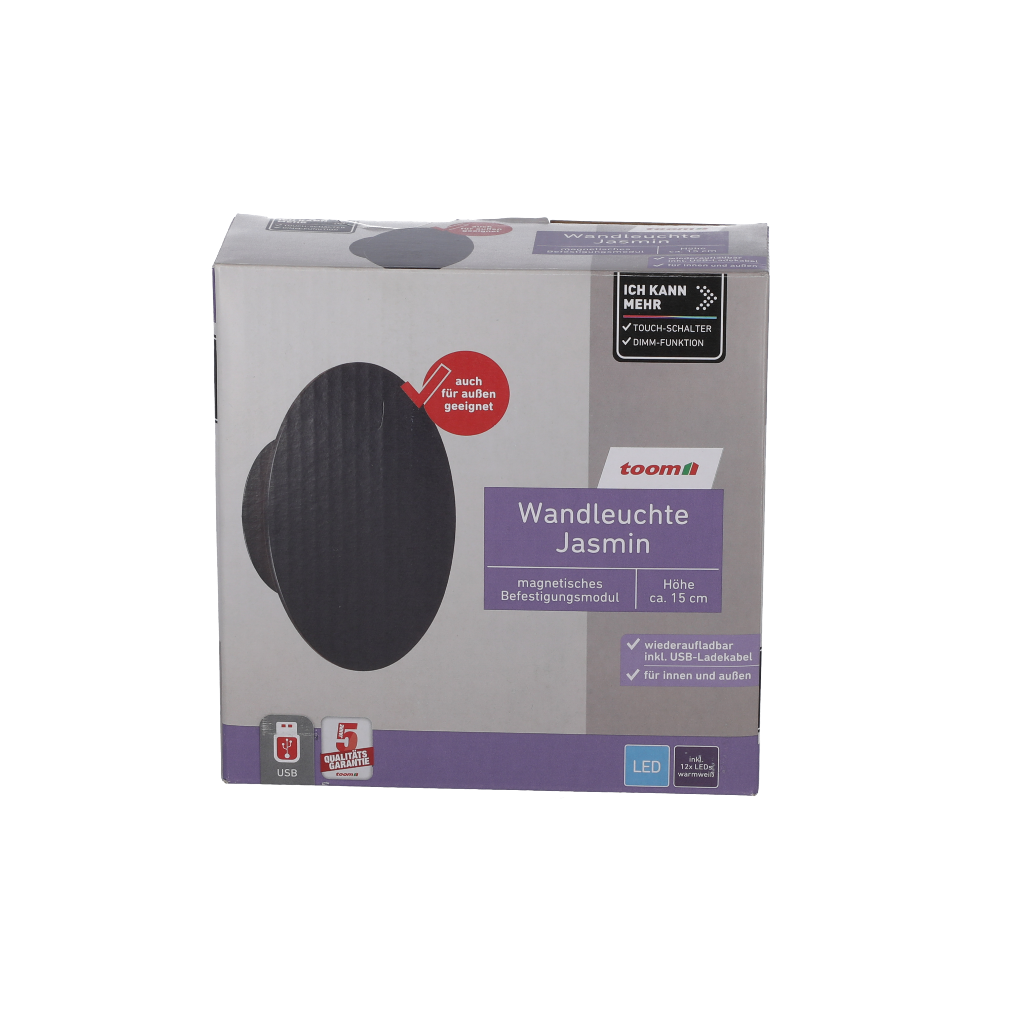 Wandleuchte 'Jasmin' schwarz Ø 15 x 4,3 cm