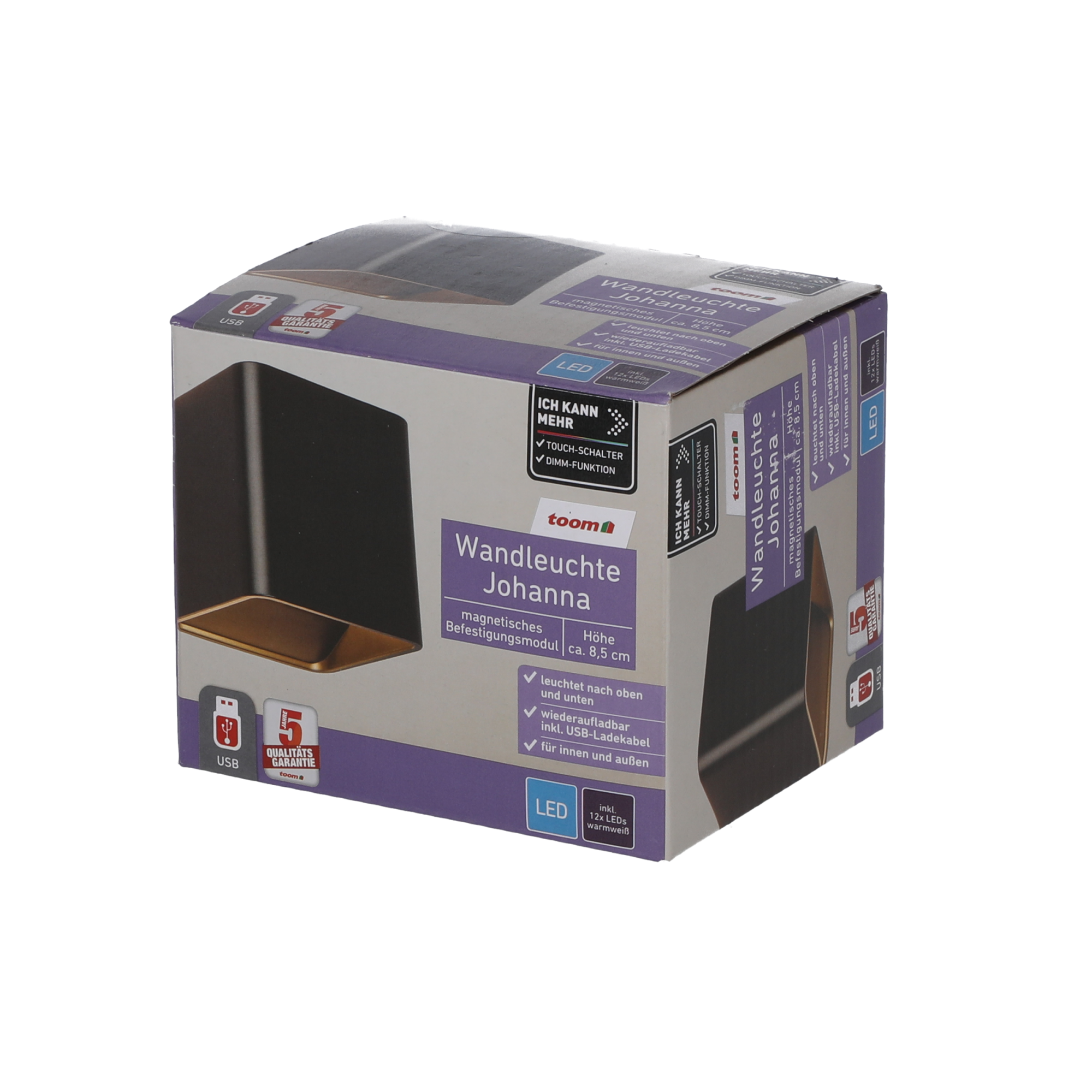 Wandleuchte 'Johanna' schwarz Ø 15 x 4,3 cm